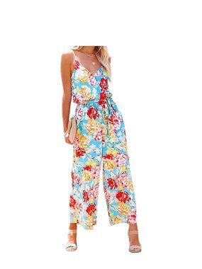 Vici Floral Jumpsuit Blue Size S Resortwear Beach Vacation Summer Spring Casual